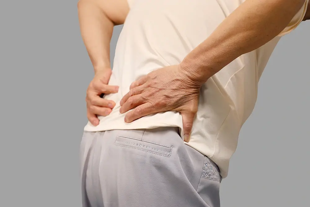 An elderly man with hip arthritis