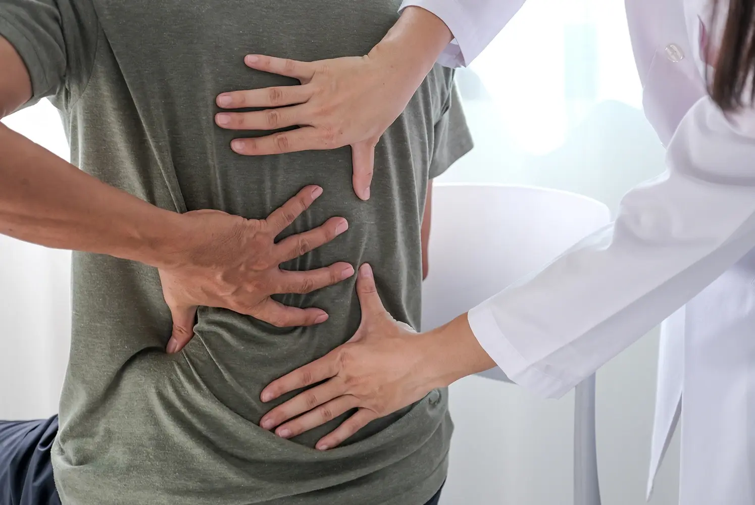 A patient with a slipped disc receiving treatment