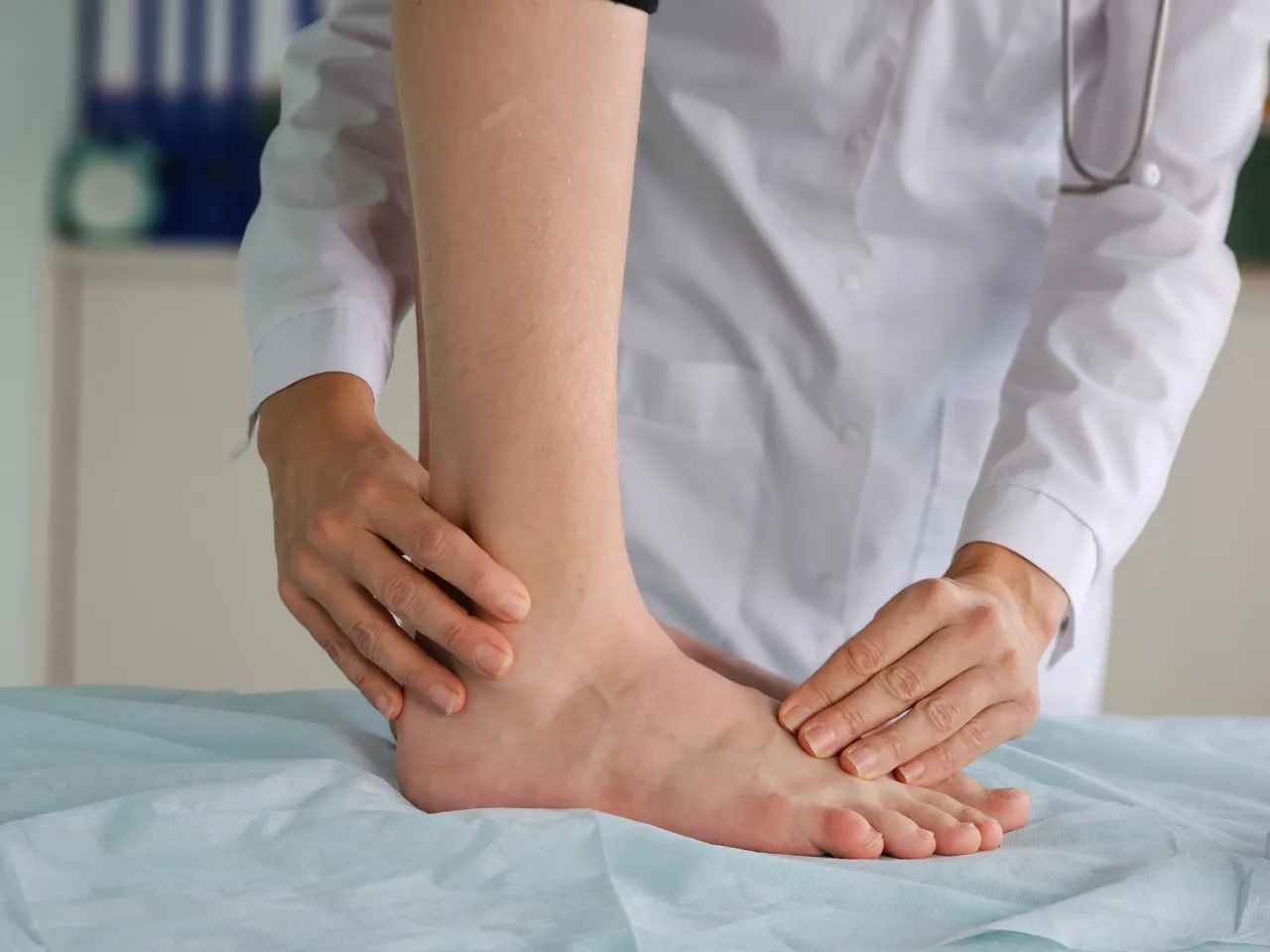 Patient getting their foot and ankle checked by a specialist